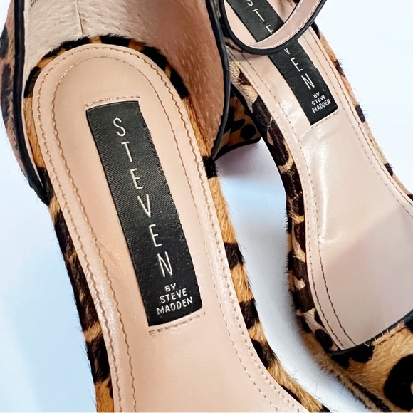 Steven by Steve Madden Calf Hair Leopard Vino Platform Heeled Sandals Womens 7 - Picture 6 of 10